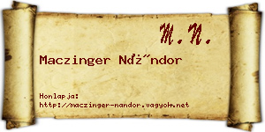 Maczinger Nándor névjegykártya